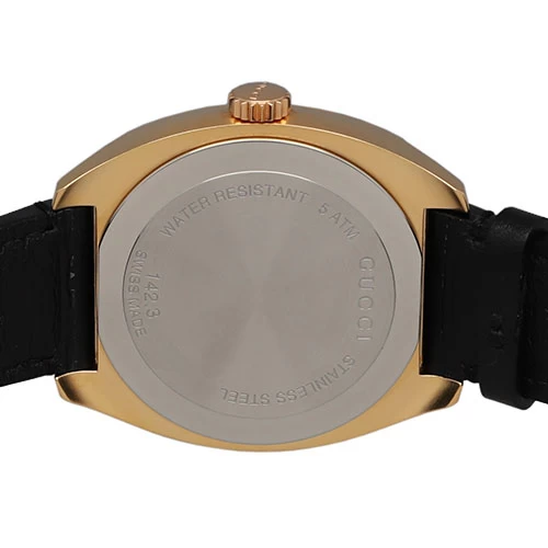 [112812] GUCCI Gucci YA142309 GG2570 Black Dial SS/Leather Quartz Warranty Genuine Box Watch Male Male Gentleman