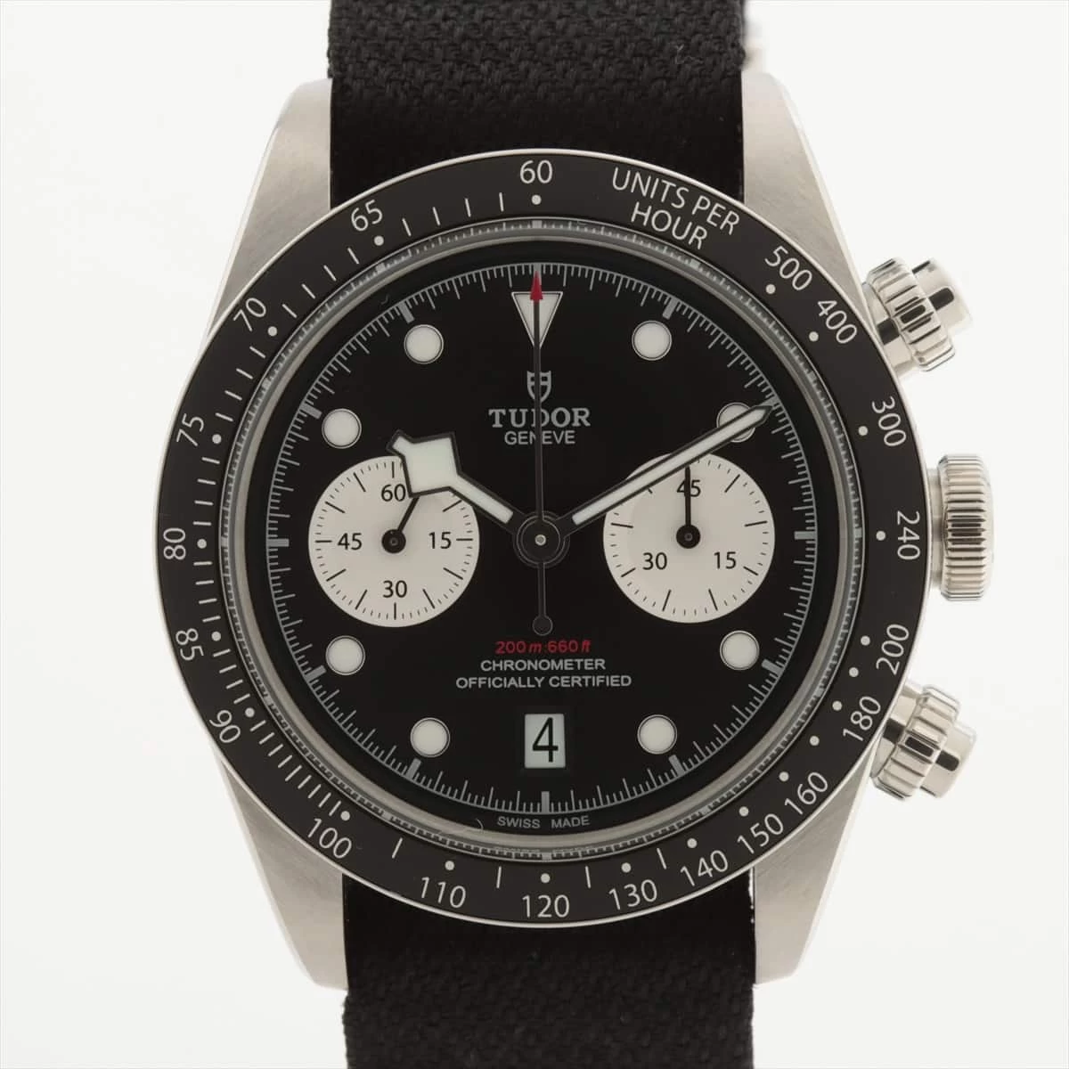 Tudor Heritage Black Bay Chronograph 79360N SS x Leather AT Black Dial