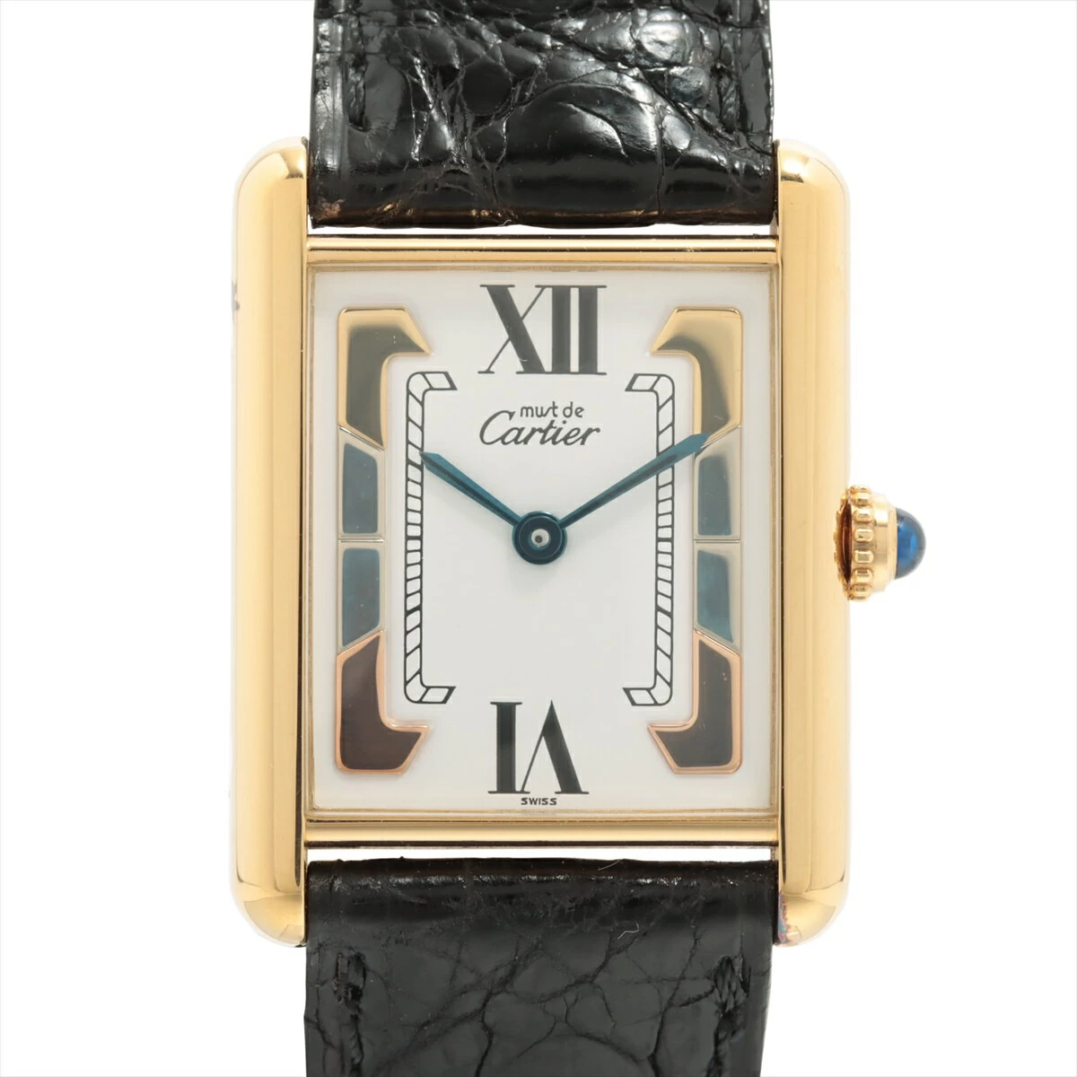 Cartier Must Tank W1006254 925 x leather QZ white dial