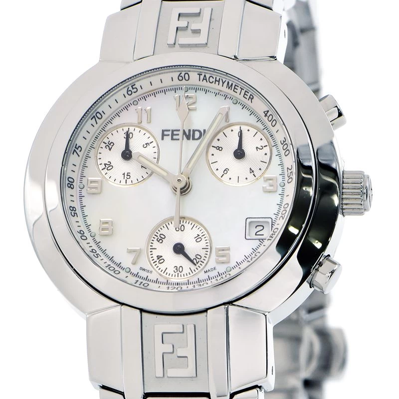  Fendi Ladies Zucca Chrono Battery Replacement/Brand New Finished Chronograph White Shell Dial Quartz 
