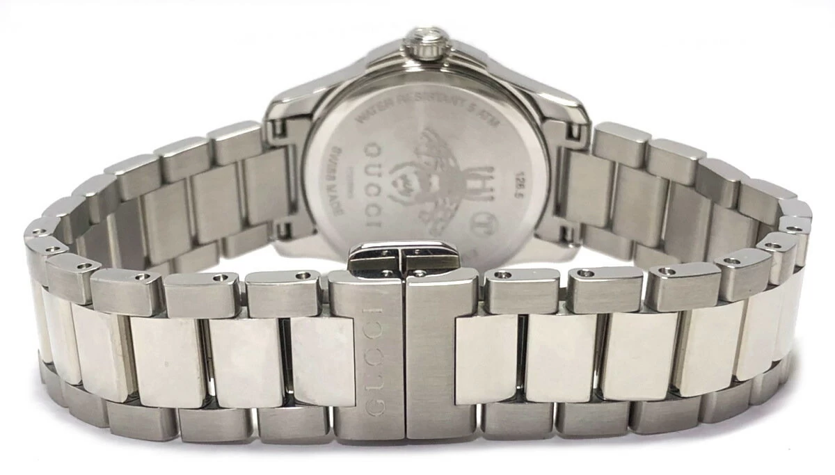 Like new Gucci G Timeless Ladies Watch YA126572 Guilloche 126.5 Women's White Dial Silver 27mm GUCCI 126.5/YA126572 