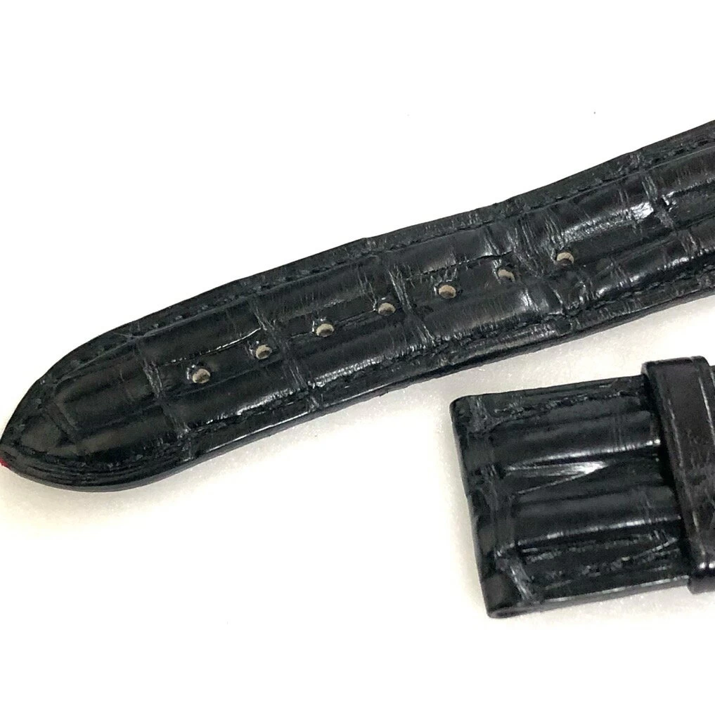 Omega Belt Genuine Band Alligator Crocodile Leather with Buckles 20mm Black 97241079 Black Speedmaster Leather Belt OMEGA Watch Parts SS Buckles 