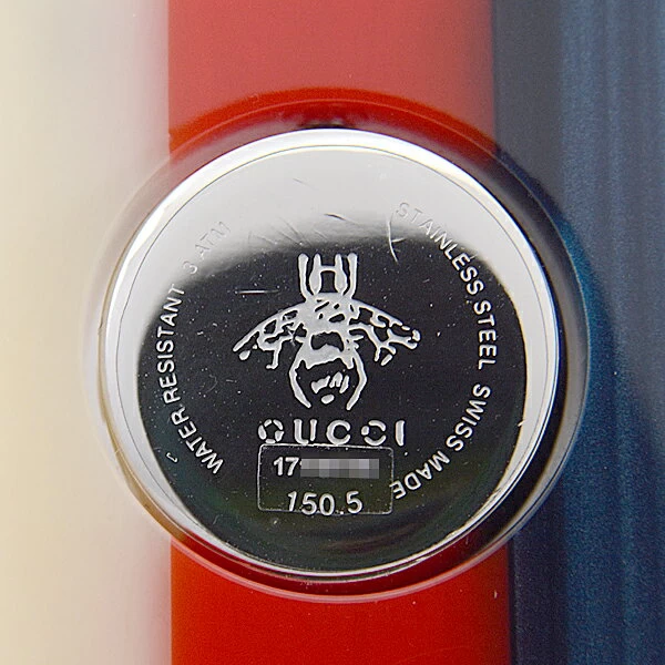 Gucci Women's Constance Plexi Watch Battery Operated SS Stainless Steel Leather White Shell Dial 150.5 YA150515 GUCCI