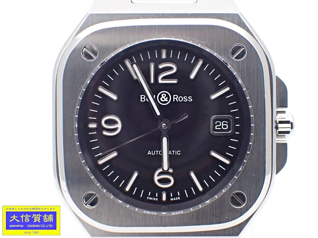 Bell & Ross Bell & Ross Watch BR05 BLACK STEEL 40mm SS Automatic Rewinder with Rubber Belt A+ [Daishin Jikpo] Control Number: B-2178