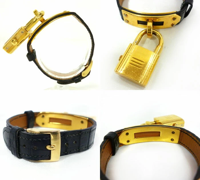 [HERMES] Hermes Kelly Women's Watch Hand Wound Vintage Leather Strap Dial Black RM0086