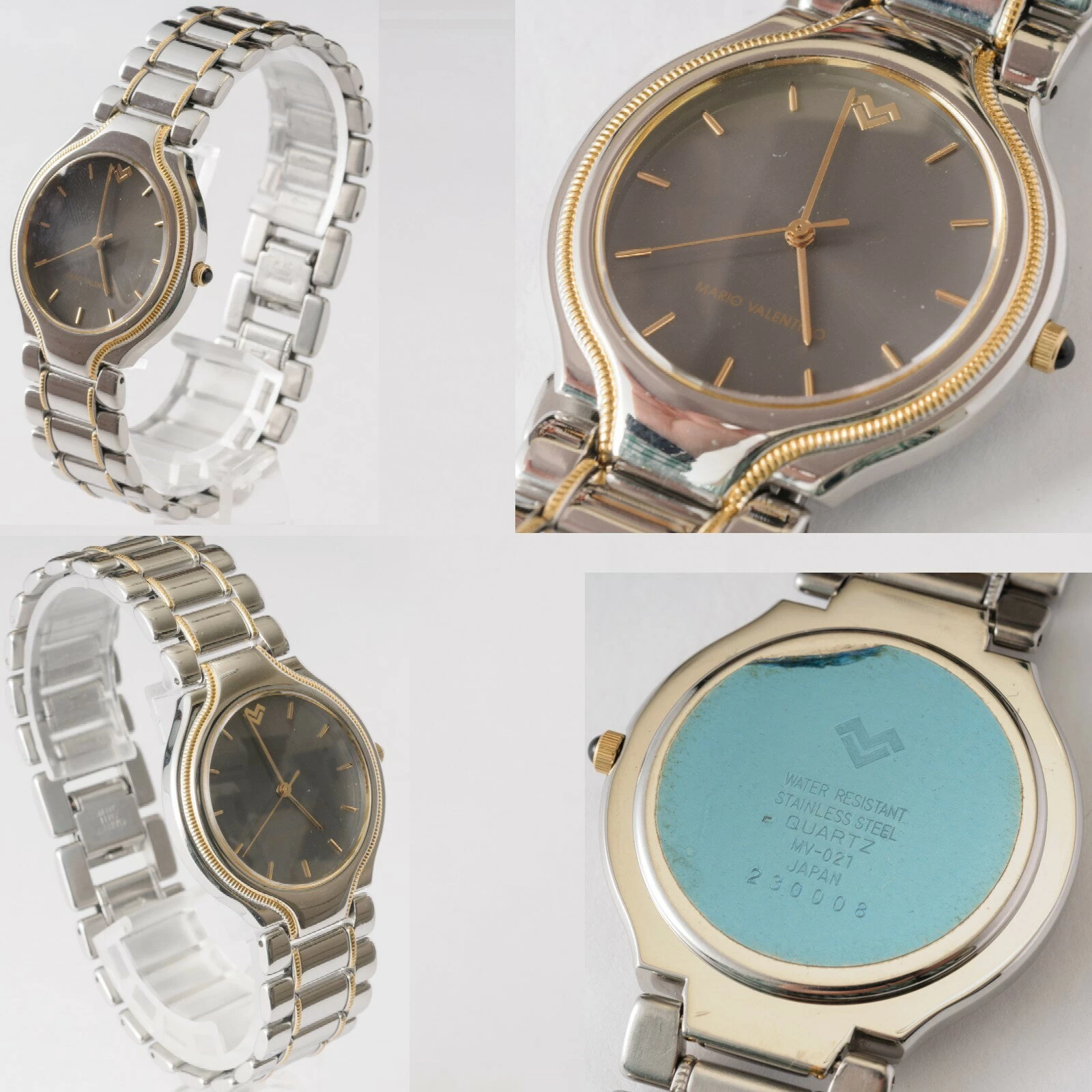 Genuine, Almost Brand New Mario Valentino Quartz Watch with Stylish Gold Lines in a Silver Case, Wrist Circumference is 18,5 cm, Comes with 1 Month Warranty 290310-14