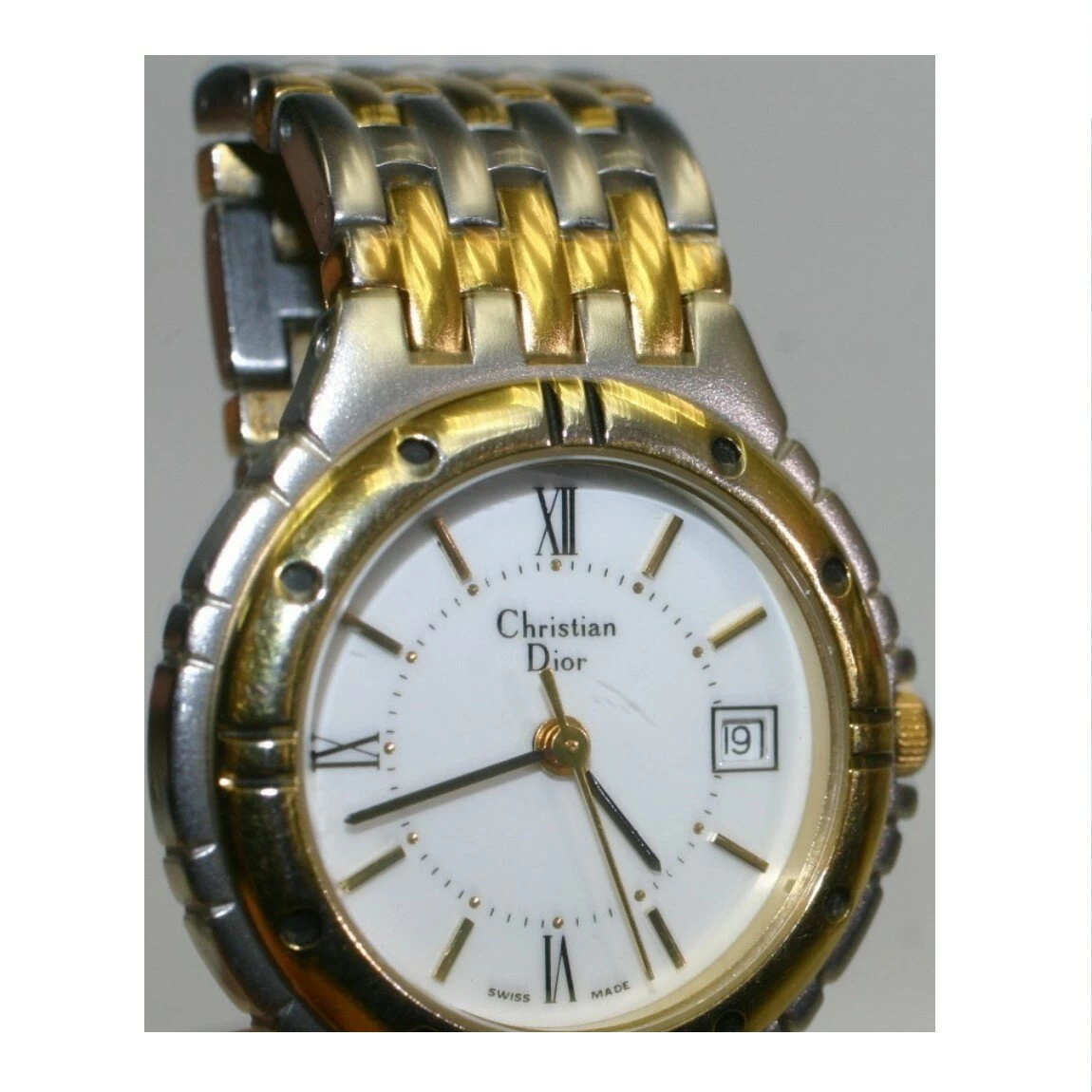 Genuine Perfect Beauty Item C, Dior Women's Combi Stylish Watch Shining with Gold Indices on a Luxurious Round White Dial with 1 Month Guarantee ○A12-84