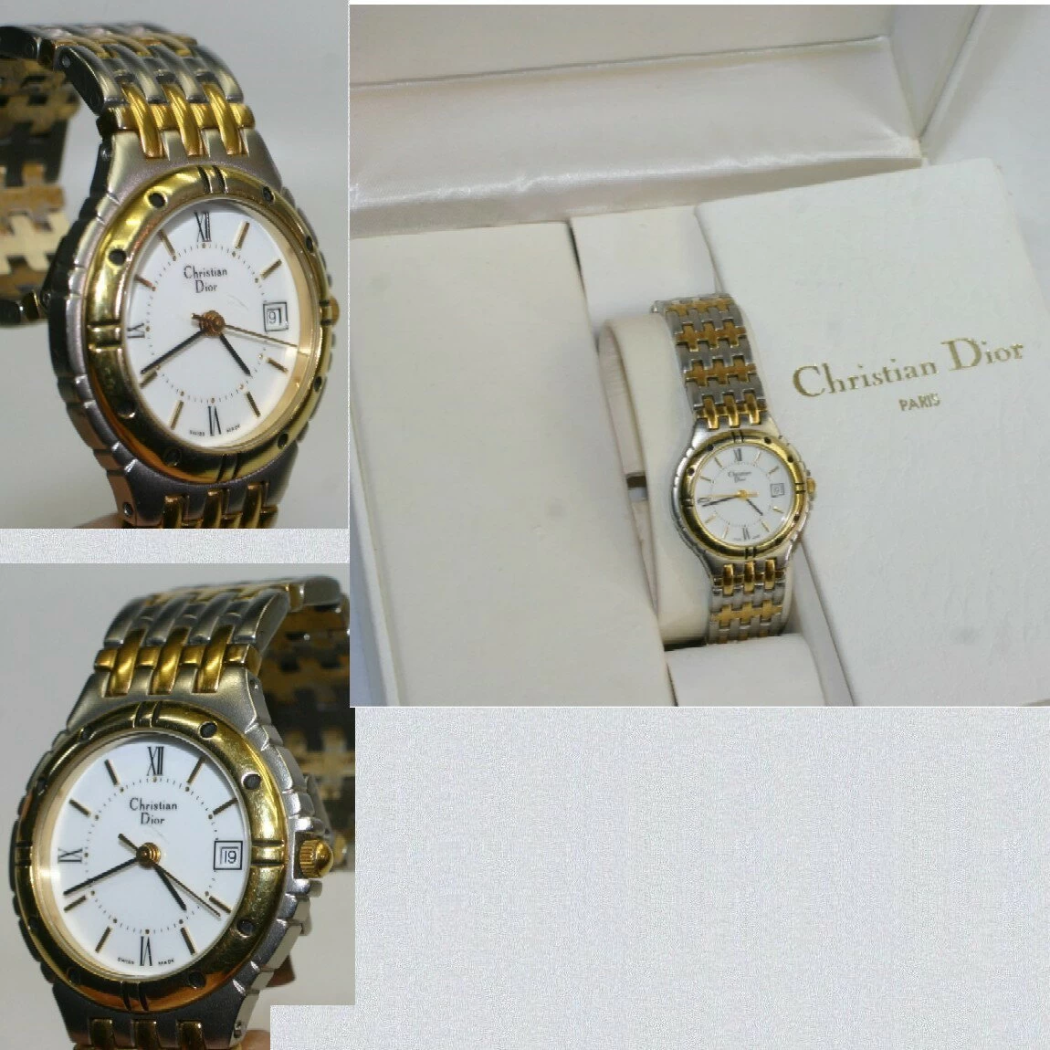Genuine Perfect Beauty Item C, Dior Women's Combi Stylish Watch Shining with Gold Indices on a Luxurious Round White Dial with 1 Month Guarantee ○A12-84