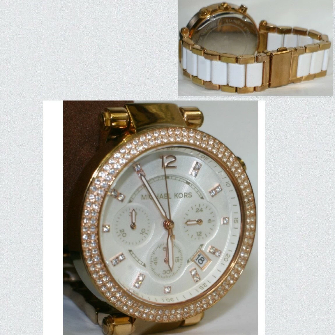 Perfect Beauty Michael Kors Women's Watch with Lots of Rhinestones Embedded in a Gold Case MK5774 Chronograph with 1 Month Guarantee 0A13-53