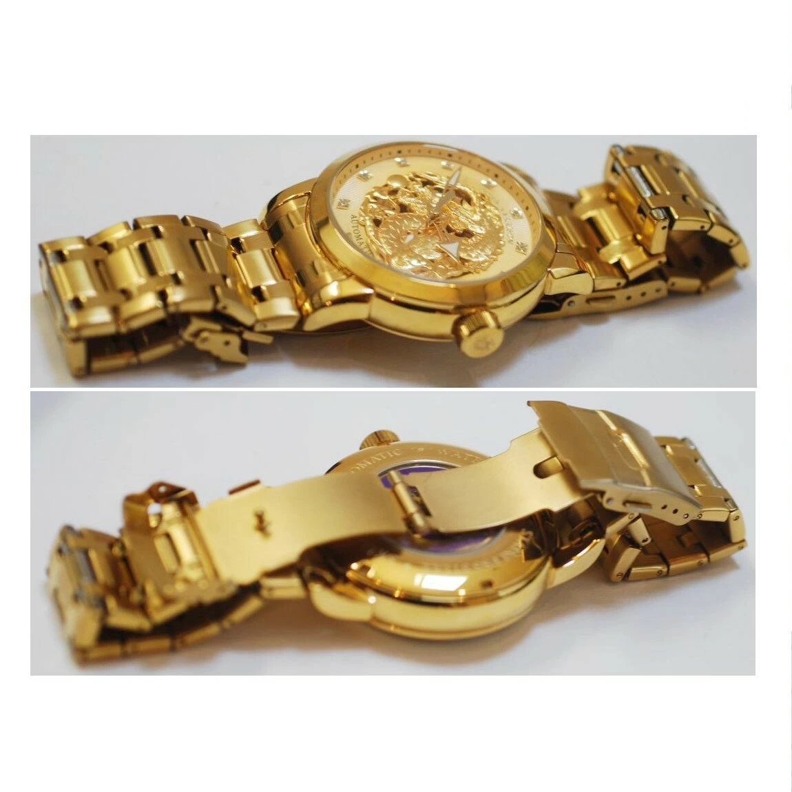 Genuine Complete Beautiful Item John Harrison Gold Back Skeleton Watch with 1 Month Warranty ○A17-3 T-1