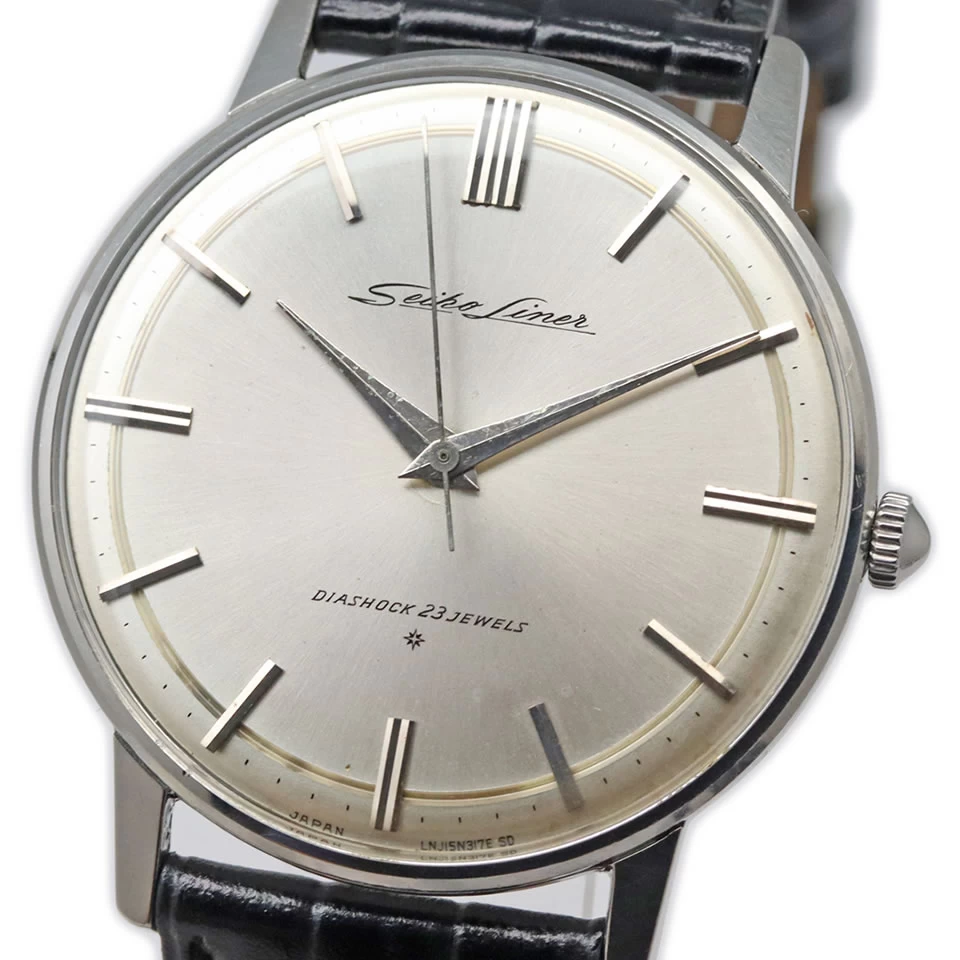Seiko Liner Ref.J15001 Cal.3140 VINTAGE ANTIQUE SEIKO LINER J15001E SS CIRCLE LINE SD DIAL Cal.3140 23 Ishitemaki OH PAID 1962/7 Manufacture (Showa 37) Overhauled [Brand] [PAWN SHOP]