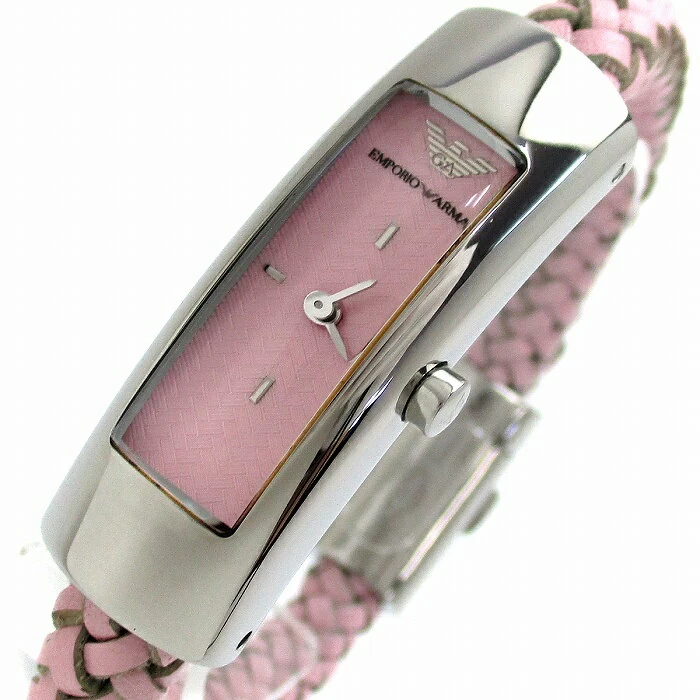Emporio Armani Intrecciato Leather Bangle Watch Ladies Pink Dial AR-5563ARMANI AR5563 Breath