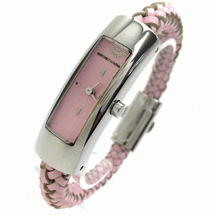 Emporio Armani Intrecciato Leather Bangle Watch Ladies Pink Dial AR-5563ARMANI AR5563 Breath