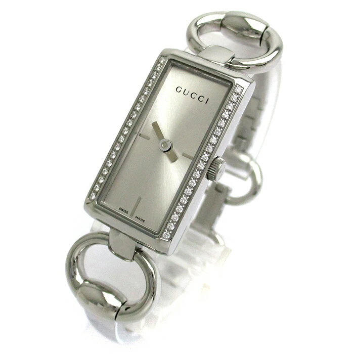 Gucci Tornavoni Ladies Diamond Bezel Horsebit Silver Dial 119 GUCCI Quartz