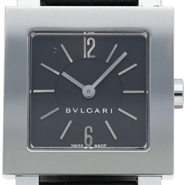 Bvlgari Quadrado 22mm SQ22SLS (SQ22SL) SS/Leather Womens Black Dial Finished