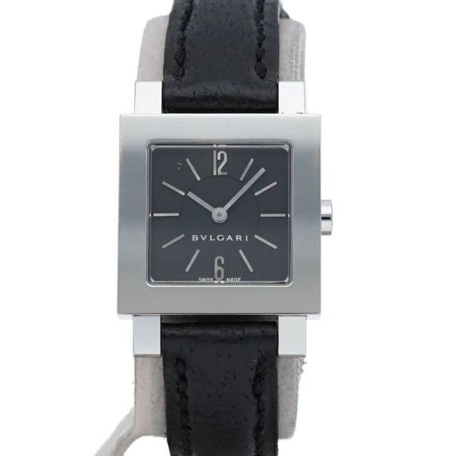 Bvlgari Quadrado 22mm SQ22SLS (SQ22SL) SS/Leather Womens Black Dial Finished