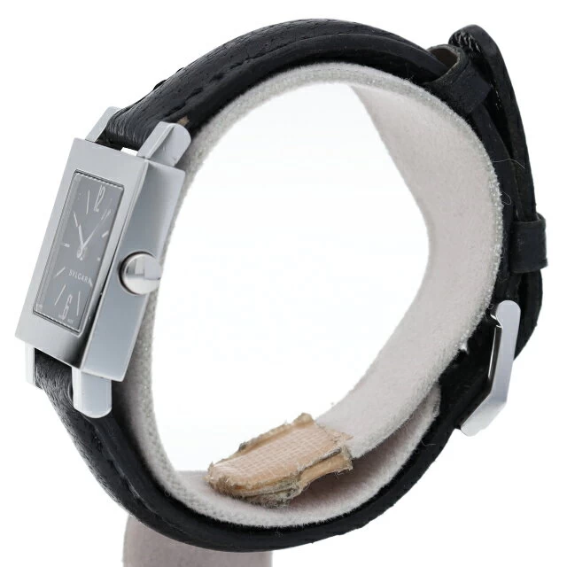 Bvlgari Quadrado 22mm SQ22SLS (SQ22SL) SS/Leather Womens Black Dial Finished