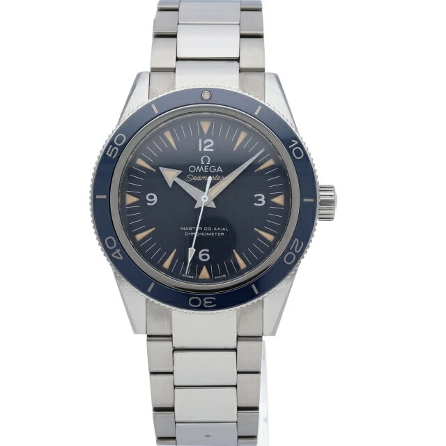 Omega Seamaster 300 Master Co-Axial Chronometer 41mm 233.90.41.21.03.001 Box Warranty Titanium Watch Blue Good Condition 