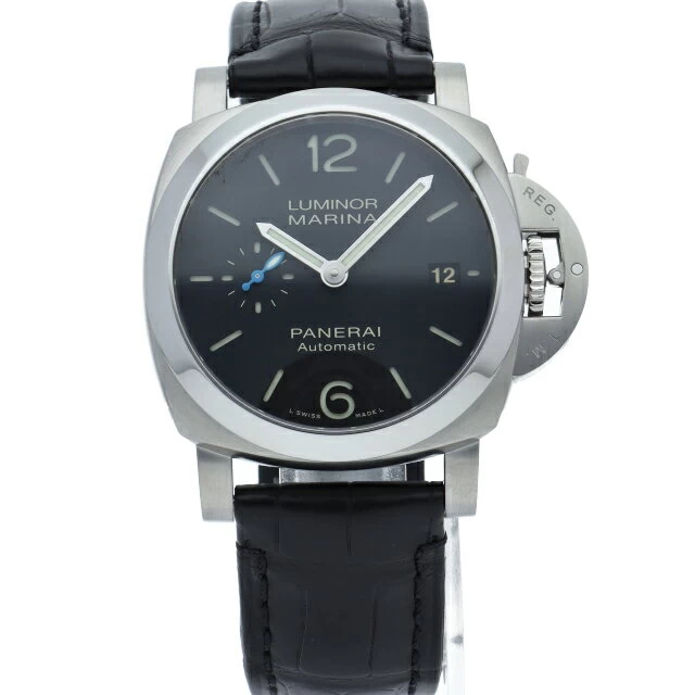 Panerai Luminor Marina Quaranta Warranty Period (2022.12) PAM01372 Box Warranty Band SS/Leather Watch Black Good Condition 