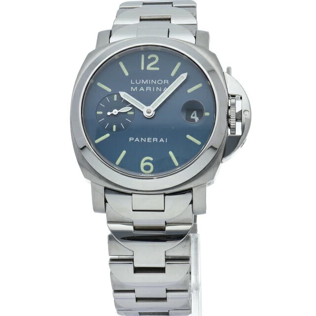 Panerai Luminor Marina 40mm Blue PAM00069 Box Warranty SS Watch Blue Finish Good Condition