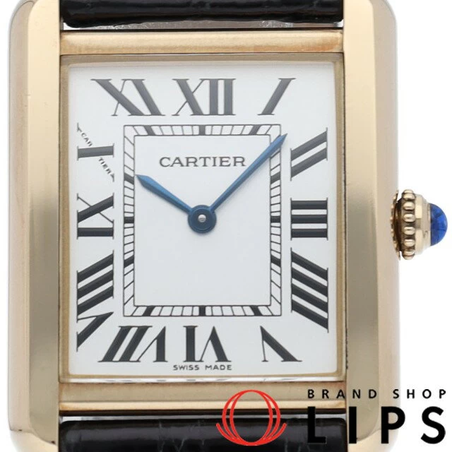 Cartier Tank Solo Watch SM W1018755 Box Warranty K18YG/SS Ladies Watch Silver Finish Good Condition