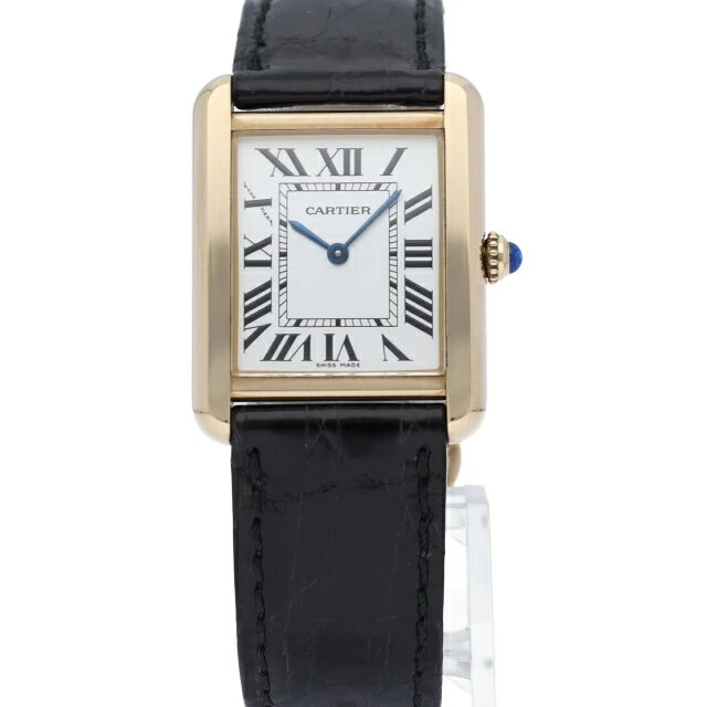Cartier Tank Solo Watch SM W1018755 Box Warranty K18YG/SS Ladies Watch Silver Finish Good Condition