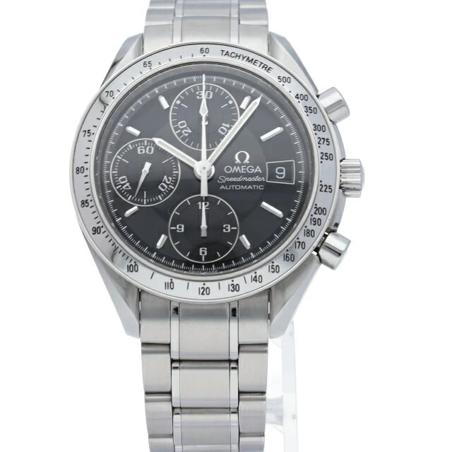 Omega Speedmaster Date 3513.50 Warranty SS Watch Black Finish Good Condition
