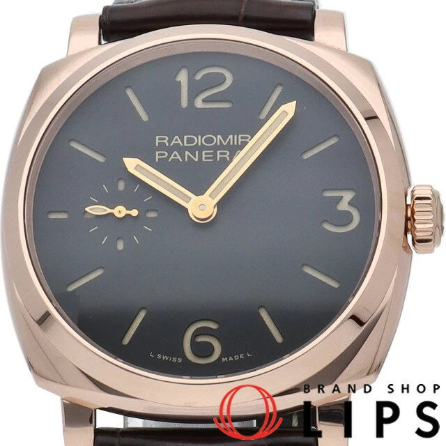 Panerai Radiomir 1940 42mm Hand Winding PAM00513 Box Warranty K18PG/Leather Watch Black Finish Good Condition