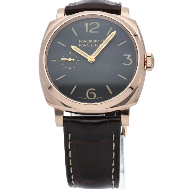 Panerai Radiomir 1940 42mm Hand Winding PAM00513 Box Warranty K18PG/Leather Watch Black Finish Good Condition