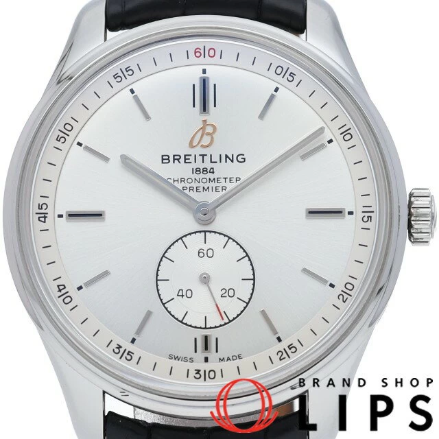 Breitling Premier Automatic 40 A37340 (A37340351G1A1) Box Warranty SS/Leather Watch Silver Finish Good Condition