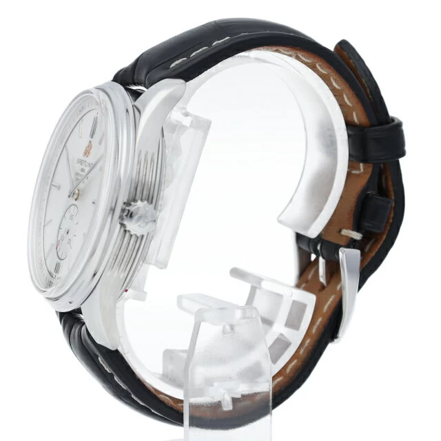 Breitling Premier Automatic 40 A37340 (A37340351G1A1) Box Warranty SS/Leather Watch Silver Finish Good Condition