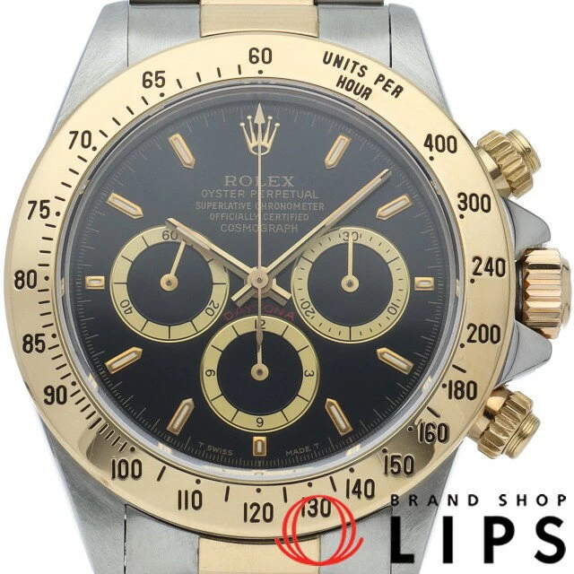 Rolex Cosmograph Daytona El Primero Tritium Reverse 6 Dial Cosmograph Daytona El Primero 16523 (S) Box Warranty K18YG/SS Watch Black Finished 1993 Beautiful