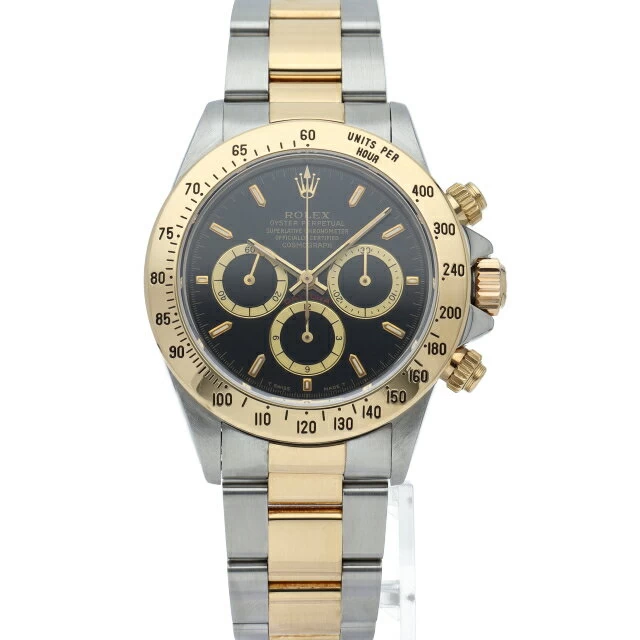Rolex Cosmograph Daytona El Primero Tritium Reverse 6 Dial Cosmograph Daytona El Primero 16523 (S) Box Warranty K18YG/SS Watch Black Finished 1993 Beautiful