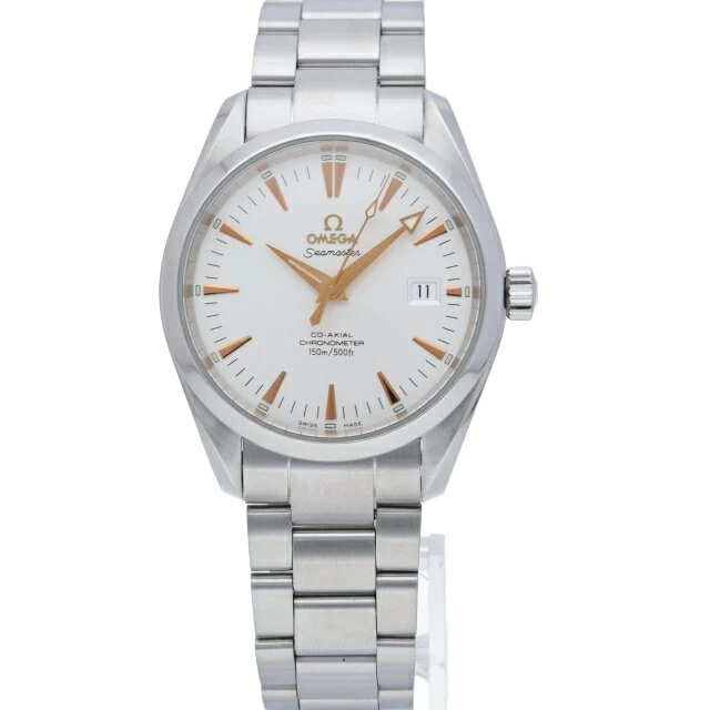 Omega Seamaster Aqua Terra Co-Axial Chronometer 39.2mm Seamaster Aqua Terra Chronometer 39.2mm 2503.34 Box Warranty SS Watch White Finish Beautiful