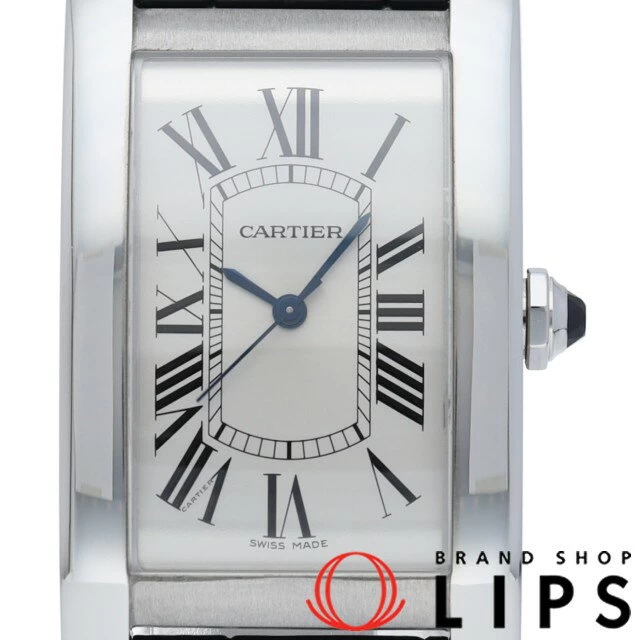 Cartier Tank American Watch LM Automatic Tank American LM WSTA0018 Box Warranty SS/Leather Watch White Finish Beautiful
