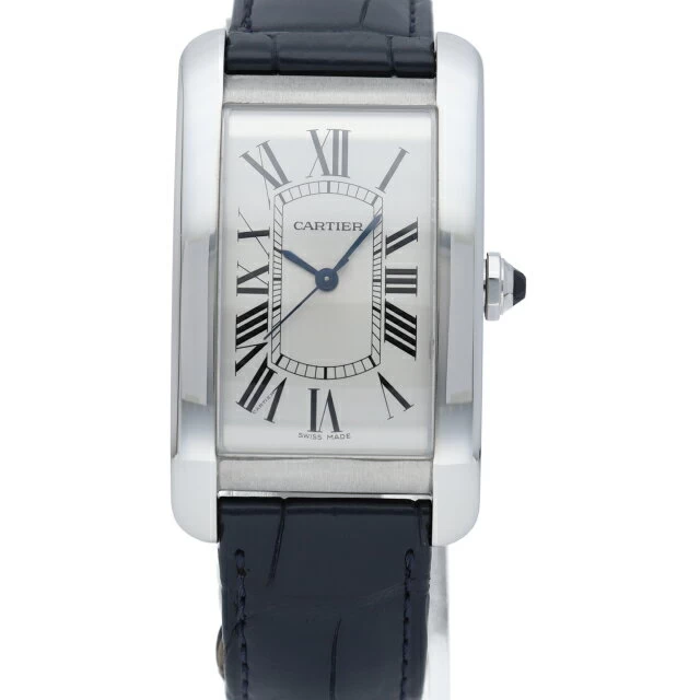 Cartier Tank American Watch LM Automatic Tank American LM WSTA0018 Box Warranty SS/Leather Watch White Finish Beautiful