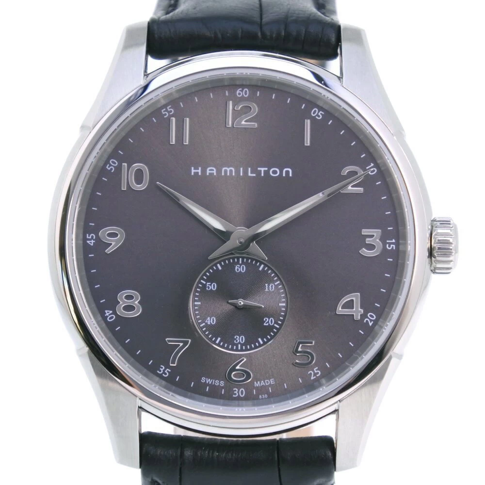 [HAMILTON] Hamilton Jazzmaster Thin Line H384110 Stainless Steel x Leather Silver Quartz Grey Dial A Rank