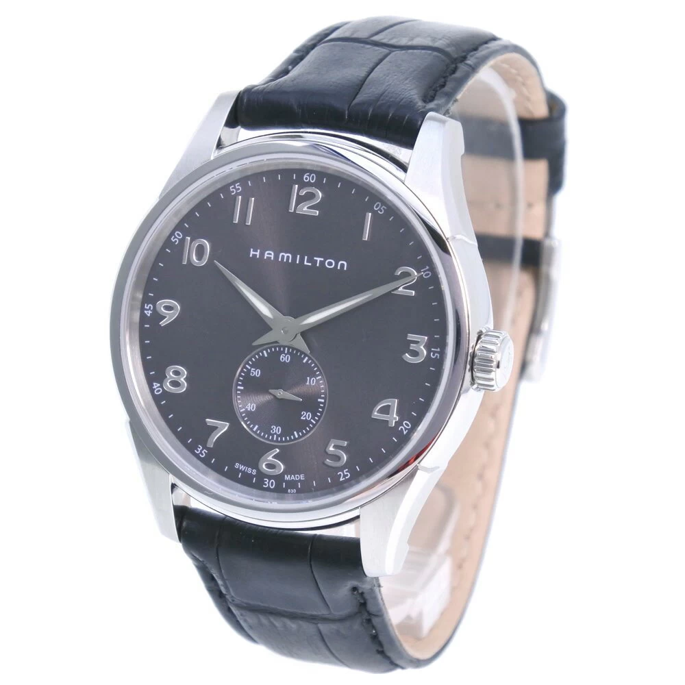 [HAMILTON] Hamilton Jazzmaster Thin Line H384110 Stainless Steel x Leather Silver Quartz Grey Dial A Rank