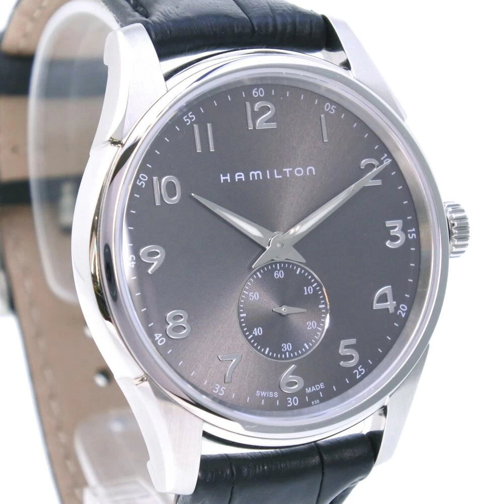 [HAMILTON] Hamilton Jazzmaster Thin Line H384110 Stainless Steel x Leather Silver Quartz Grey Dial A Rank