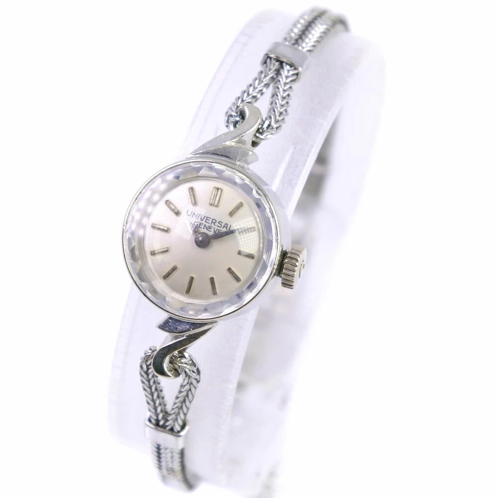[Universal Genve] Universal Genve 14k White Gold x Stainless Steel Hand Winding Analog Display Ladies Silver Dial 