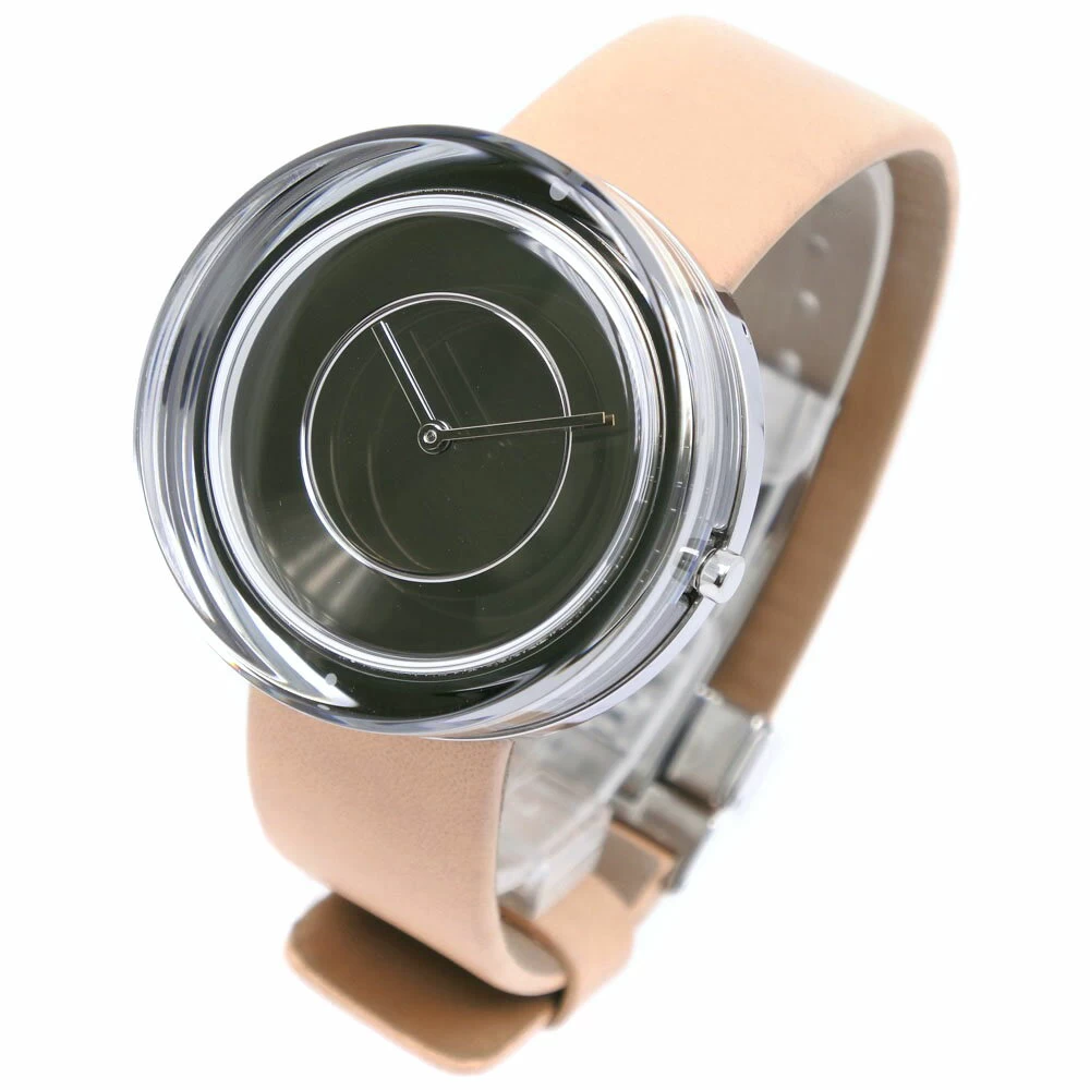 [ISSEY MIYAKE] ISSEY MIYAKE Yoshioka Tokujin Design TOKUJIN YOSHIOKA VJ20-0120 Stainless Steel x Leather Silver Quartz Analog Display Unisex Silver Dial A Rank