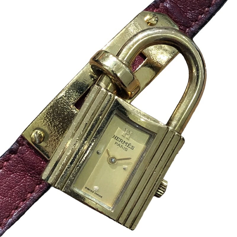 Hermes HERMES Kelly Watch KE1.201 ○U Engraved Gold Quartz Ladies 