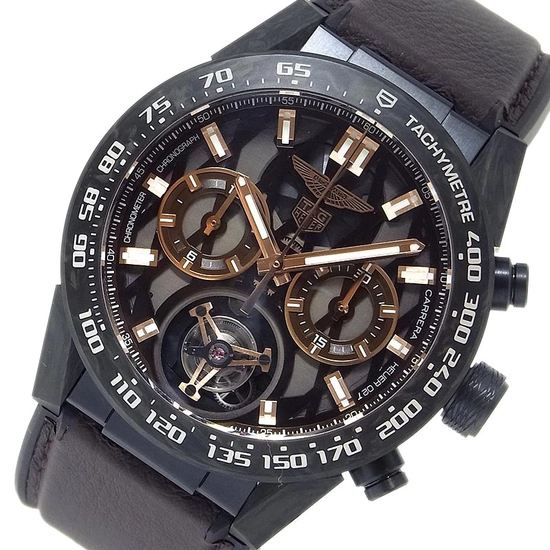 TAG HEUER TAG HEUER CARRERA CALIBRE HEUER HEUER 02T ASTON MARTIN SPECIAL EDITION TY5A8E. FT6181 BLACK TITANIUM CARBON PVD/GENUINE BUCKLE RUBBER STRAP 