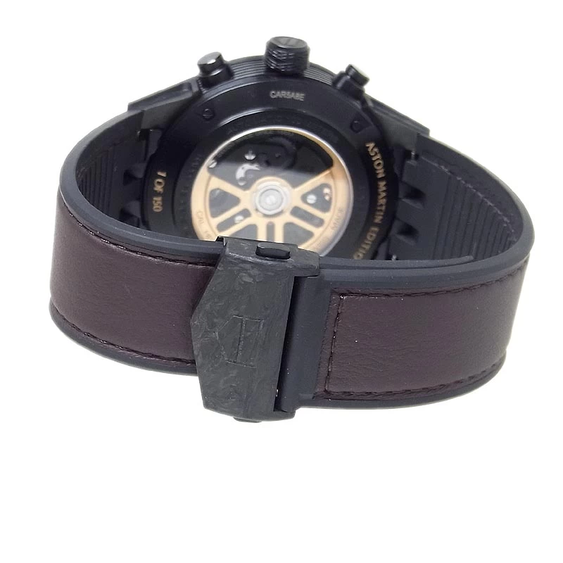 TAG HEUER TAG HEUER CARRERA CALIBRE HEUER HEUER 02T ASTON MARTIN SPECIAL EDITION TY5A8E. FT6181 BLACK TITANIUM CARBON PVD/GENUINE BUCKLE RUBBER STRAP 