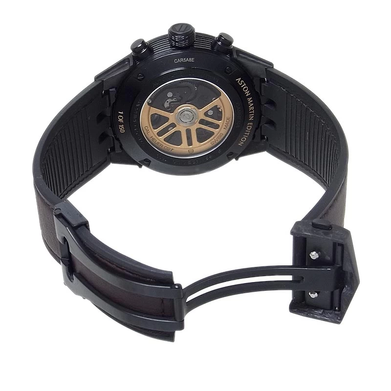 TAG HEUER TAG HEUER CARRERA CALIBRE HEUER HEUER 02T ASTON MARTIN SPECIAL EDITION TY5A8E. FT6181 BLACK TITANIUM CARBON PVD/GENUINE BUCKLE RUBBER STRAP 