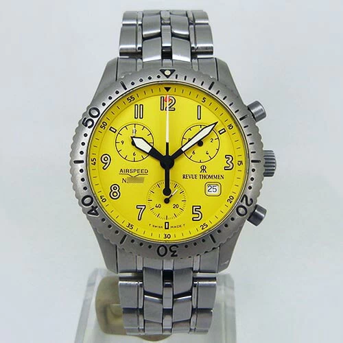 Review Tomen【REVUE THOMMEN】8516002 Air Speed Chronograph Titanium Yellow QZ