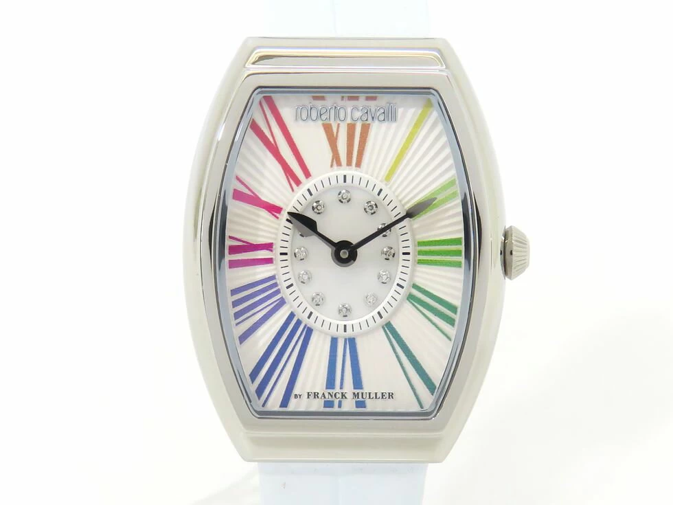 Roberto Cavalli by FRANK MULLER RV2L079L0231 Roberto Cavalli by Franck Muller SS Leather Strap Quartz Ladies Watch 