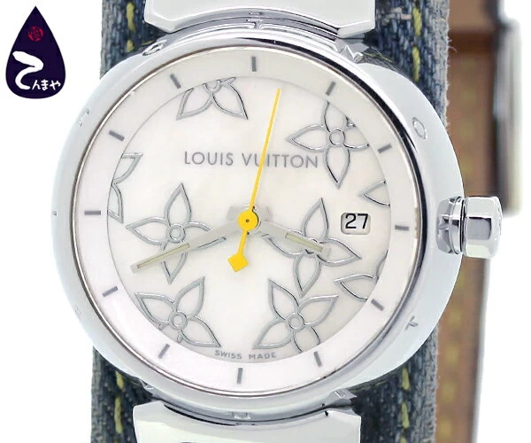 Louis Vuitton Tambour Q121C (Women's Quartz SS/Monogram Denim/Leather Shell) [Bargain Item] [Fashion] [Brand] Y3T1R121102700