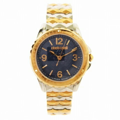 Unused Roberto Cavalli Roberto Cavalli by Franck Muller by FRANCK MULLER Analog SS Quartz RV1L048M0101 Gold Silver Ladies 220706