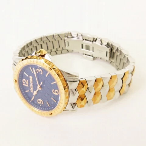 Unused Roberto Cavalli Roberto Cavalli by Franck Muller by FRANCK MULLER Analog SS Quartz RV1L048M0101 Gold Silver Ladies 220706